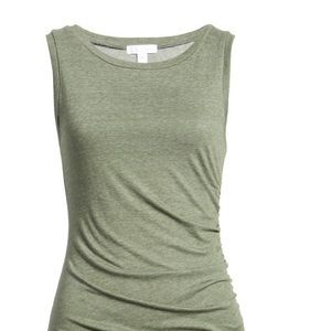 Leith Ruched Body-con Sleeveless Dress Light Green size XL